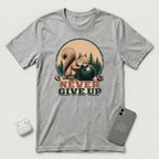 Never Give Up - Little Nutcase Squirrel - T-Shirt - Athletic Heather mockup