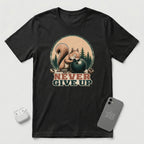 Never Give Up - Little Nutcase Squirrel - T-Shirt - Black mockup