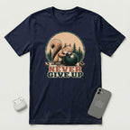 Never Give Up - Little Nutcase Squirrel - T-Shirt - Navy mockup