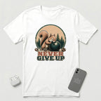 Never Give Up - Little Nutcase Squirrel - T-Shirt - White mockup