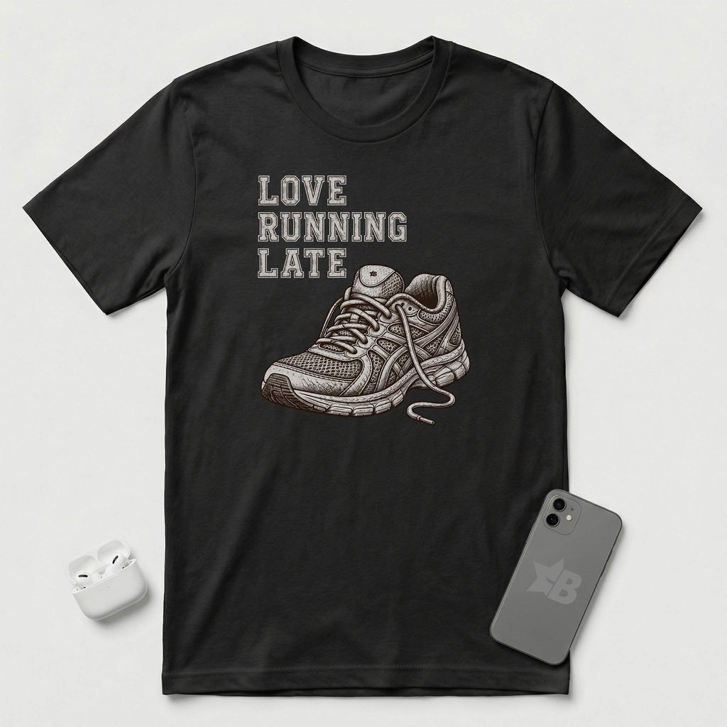 Love Running Late - T-Shirt - Black mockup