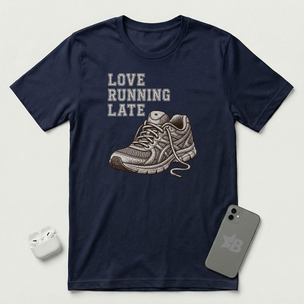 Love Running Late - T-Shirt - Navy mockup