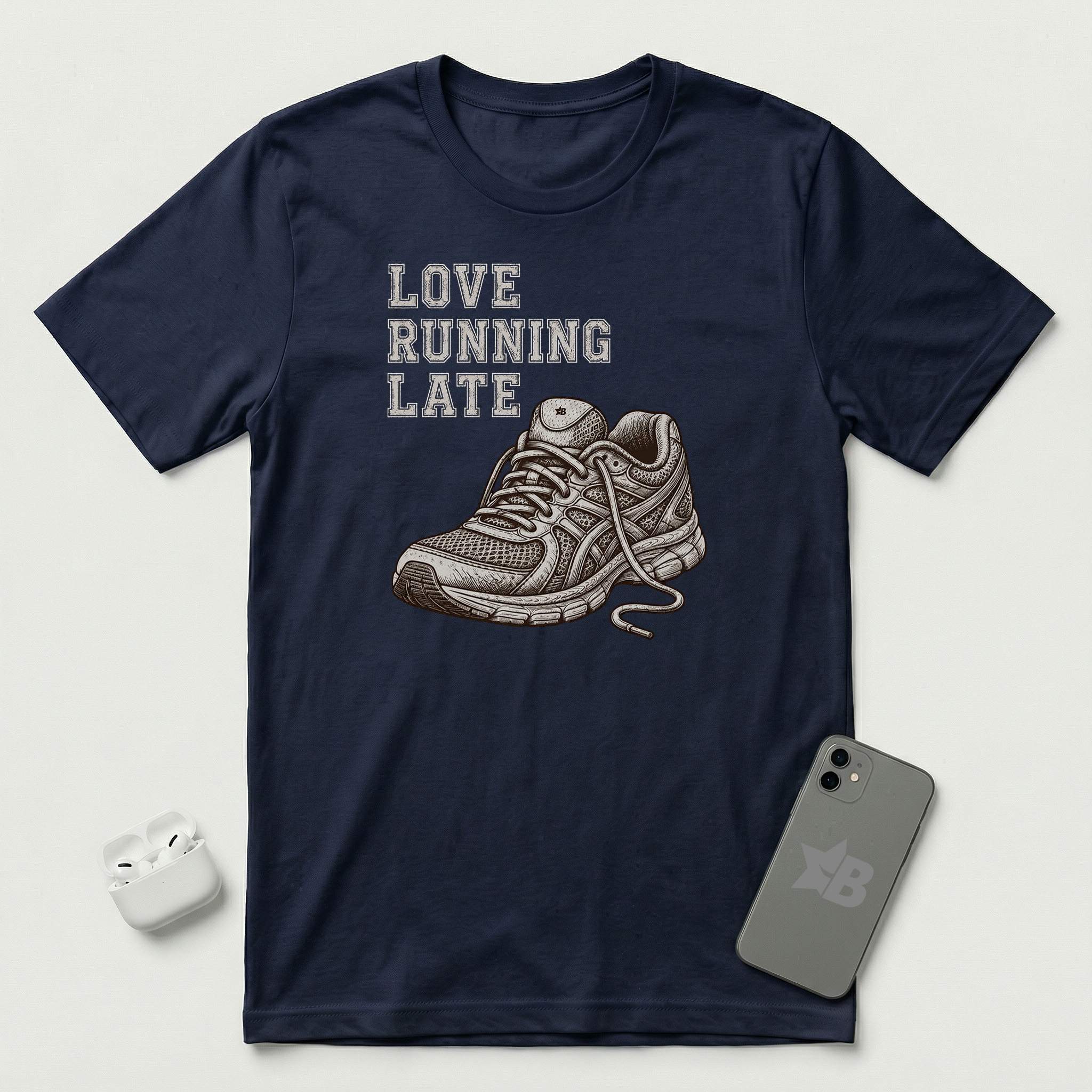 Love Running Late - T-Shirt - Navy mockup