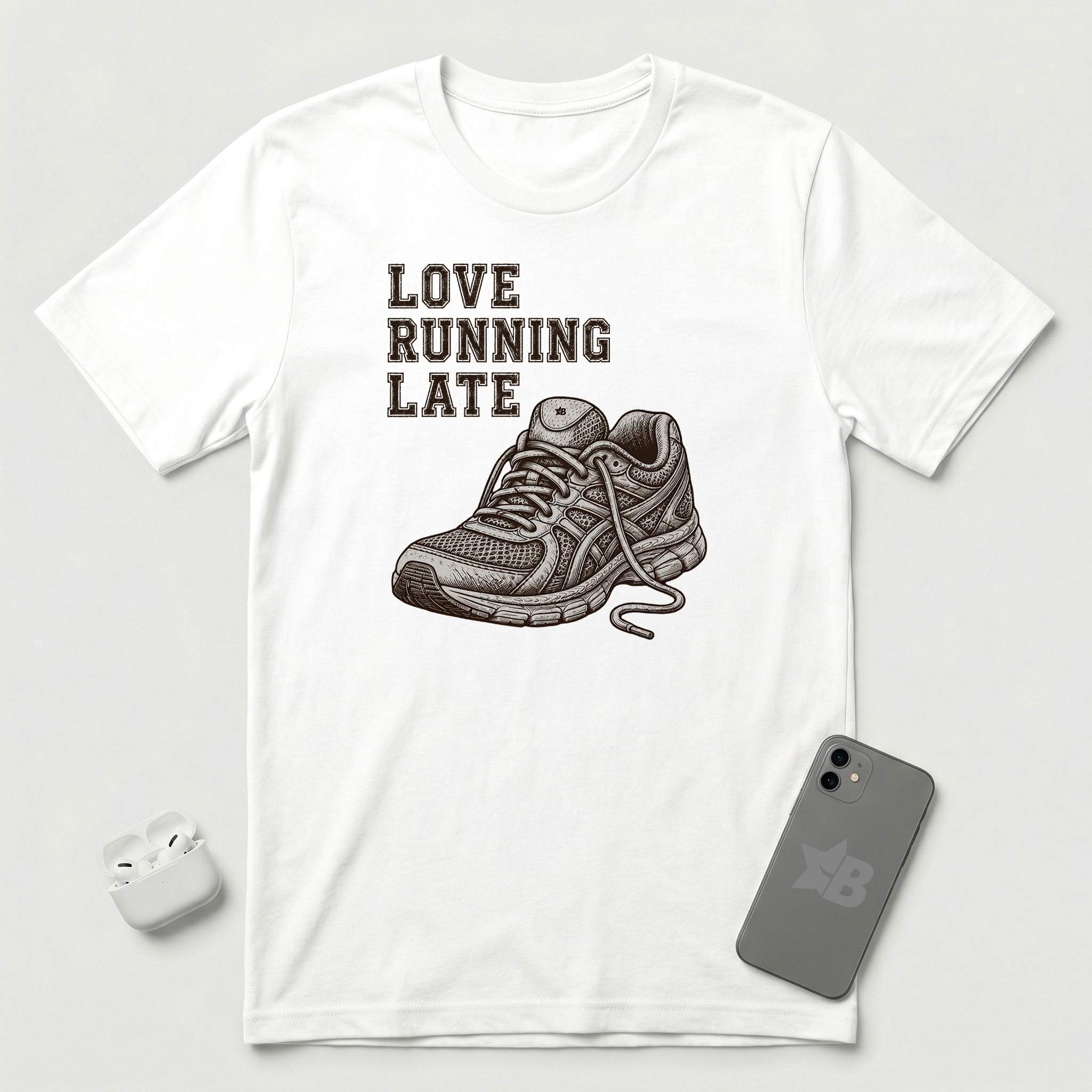 Love Running Late - T-Shirt - White mockup