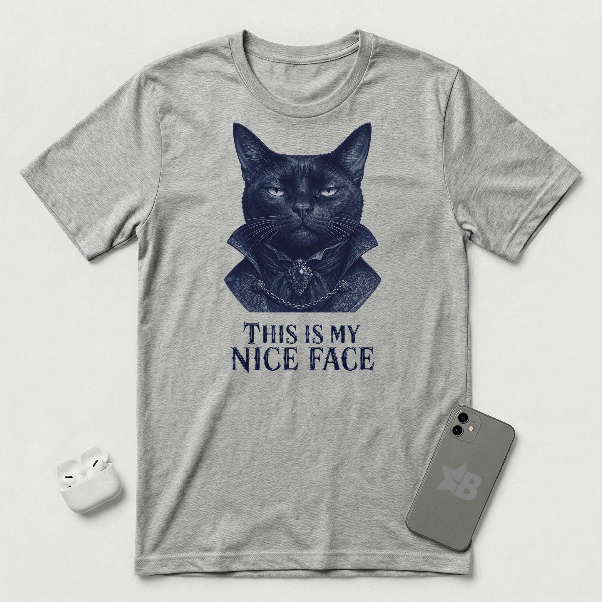 This Is My Nice Face - Regal Cat - T-Shirt - Athletic Heather mockup