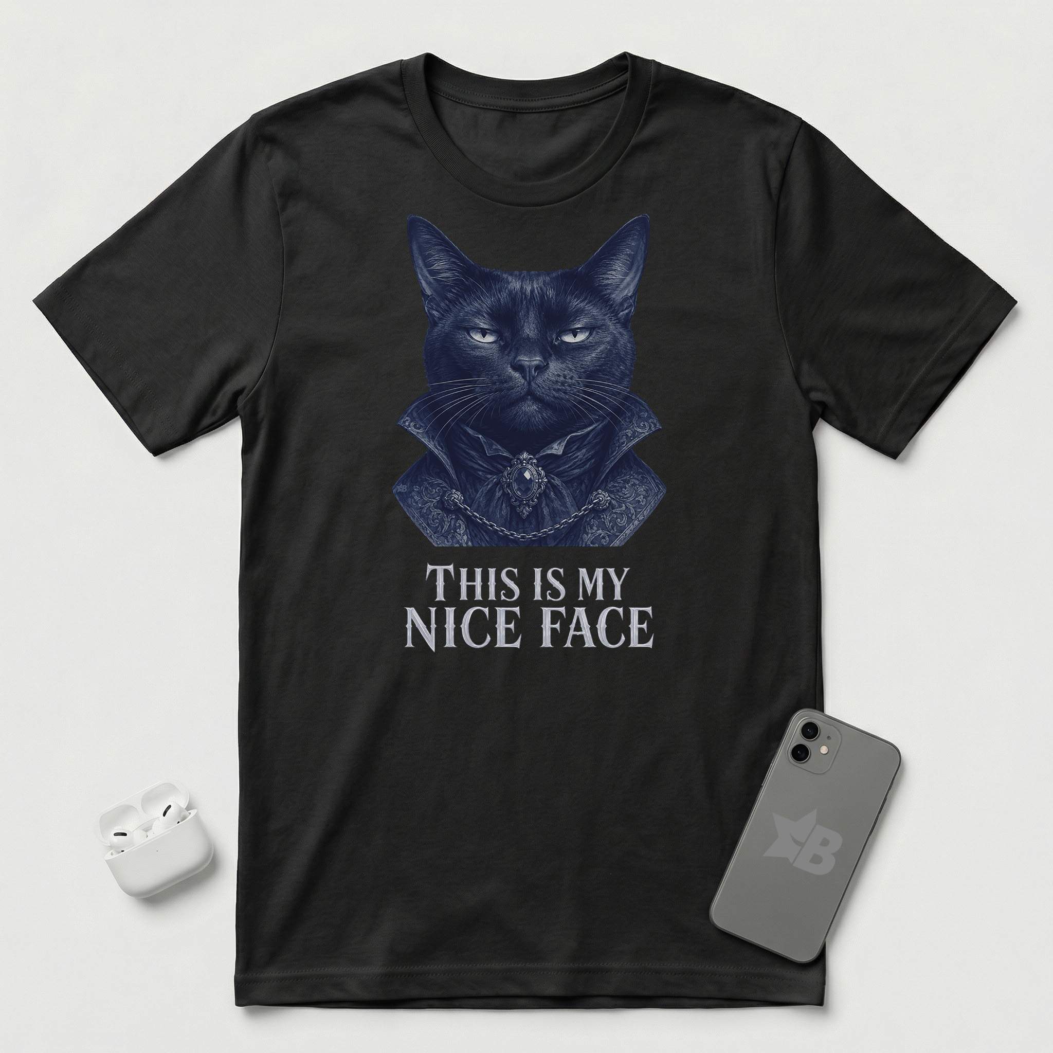 This Is My Nice Face - Regal Cat - T-Shirt - Black mockup