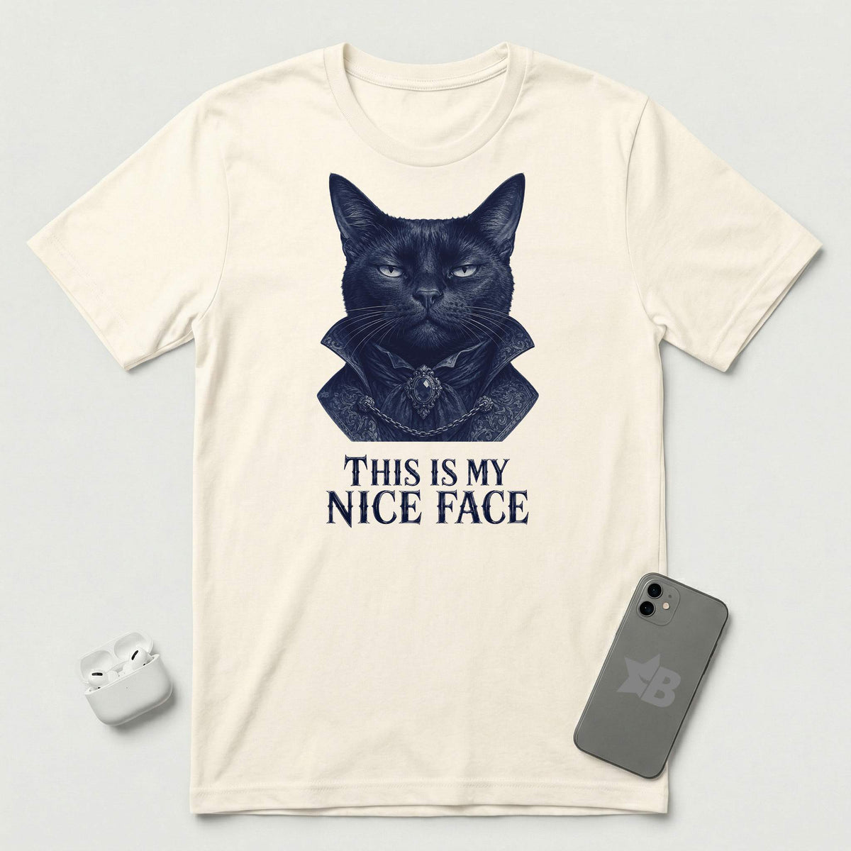 This Is My Nice Face - Regal Cat - T-Shirt - Natural mockup