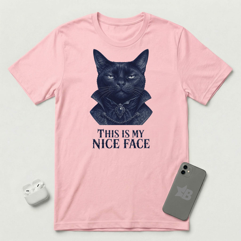 This Is My Nice Face - Regal Cat - T-Shirt - Pink mockup
