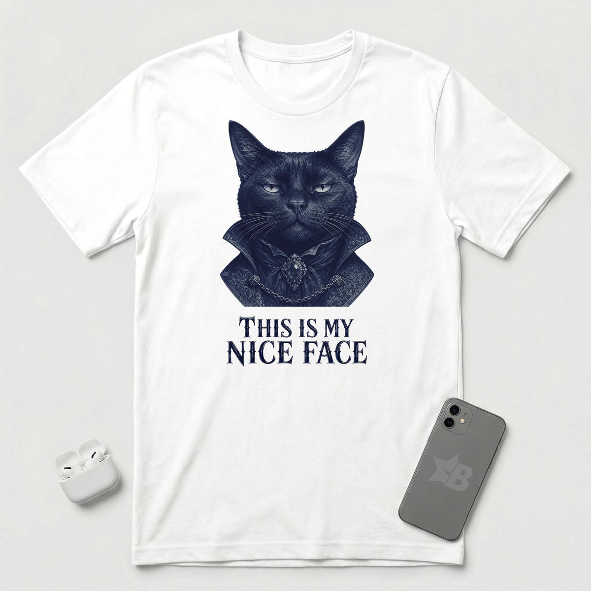 This Is My Nice Face - Regal Cat - T-Shirt - White mockup
