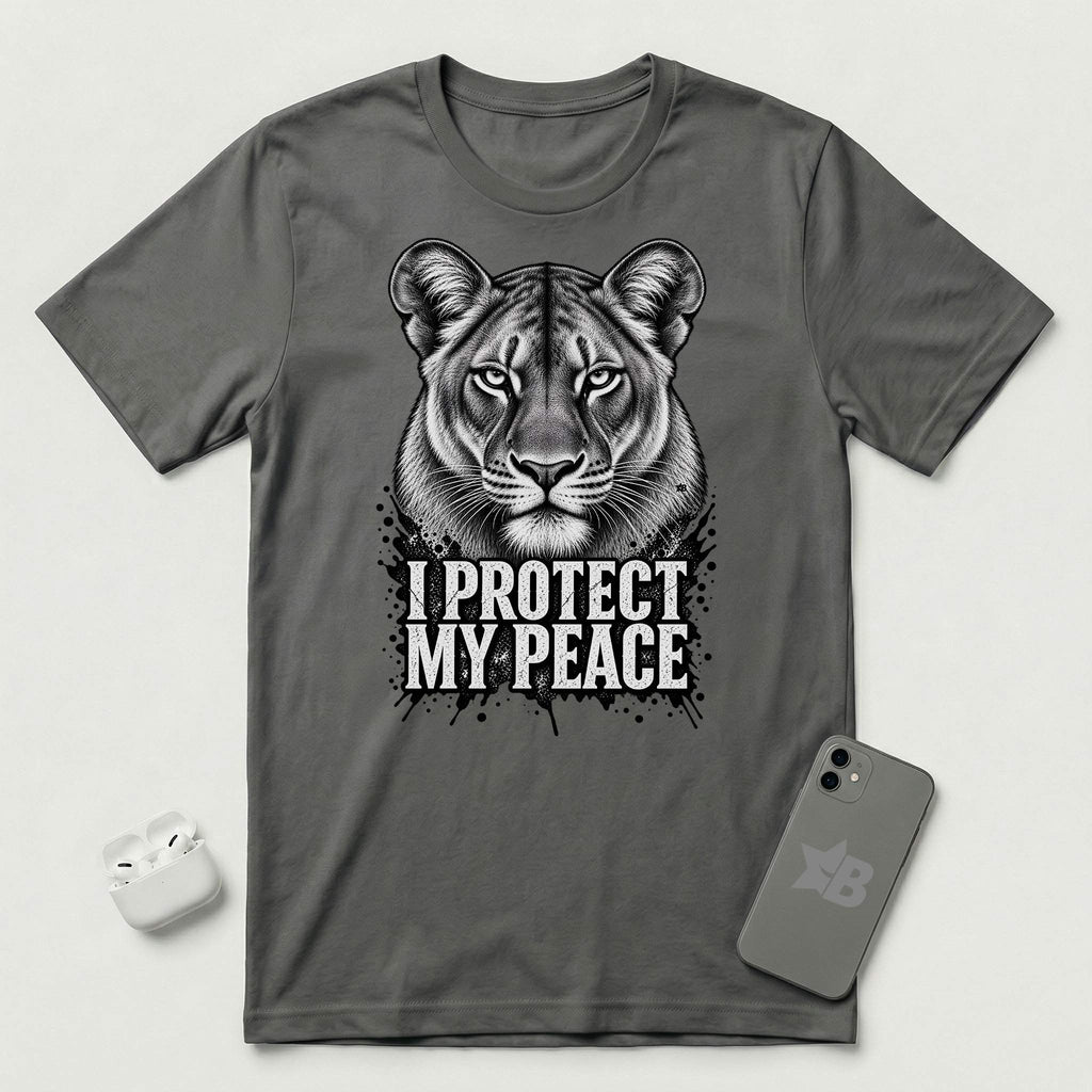 I Protect My Peace - Composed Lioness - T-Shirt - Asphalt mockup