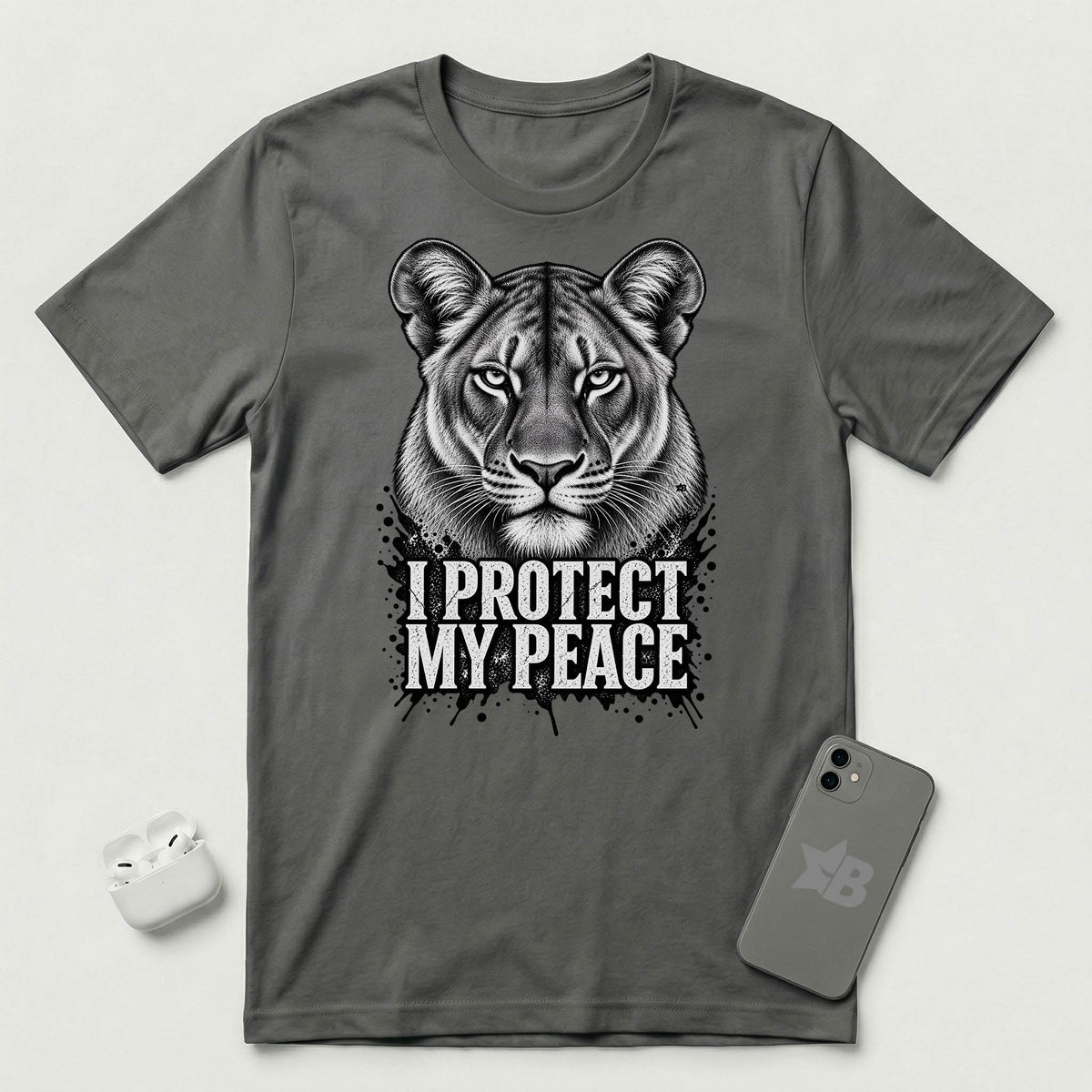 I Protect My Peace - Composed Lioness - T-Shirt - Asphalt mockup