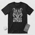 I Protect My Peace - Composed Lioness - T-Shirt - Black mockup