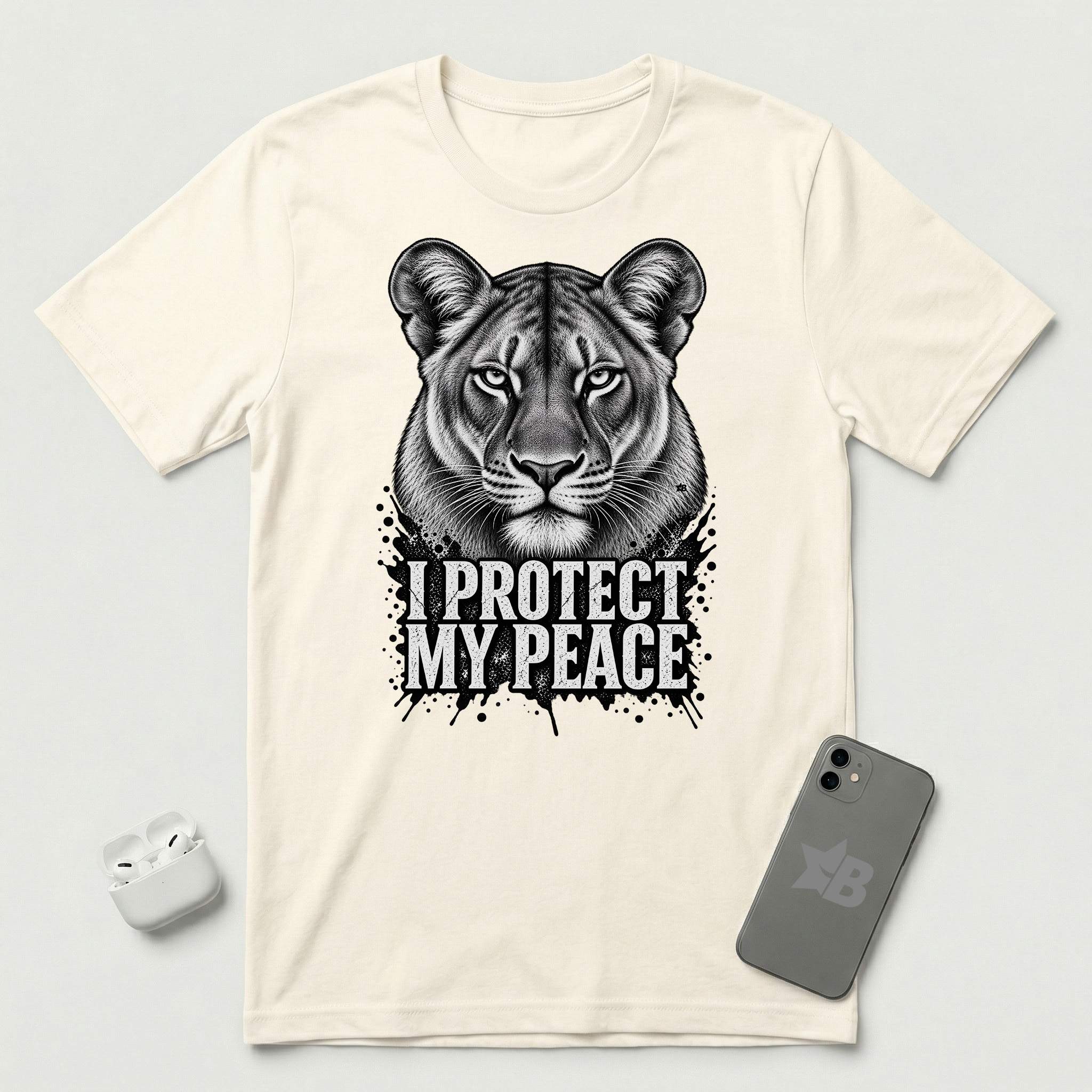 I Protect My Peace - Composed Lioness - T-Shirt - Natural mockup