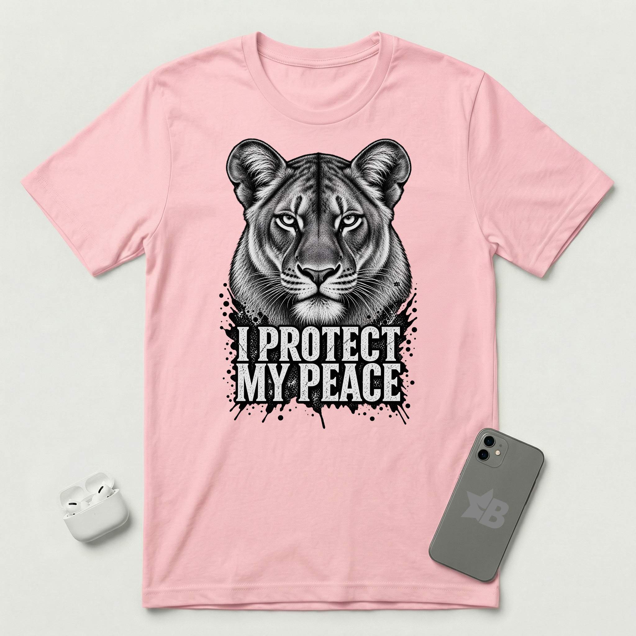 I Protect My Peace - Composed Lioness - T-Shirt - Pink mockup