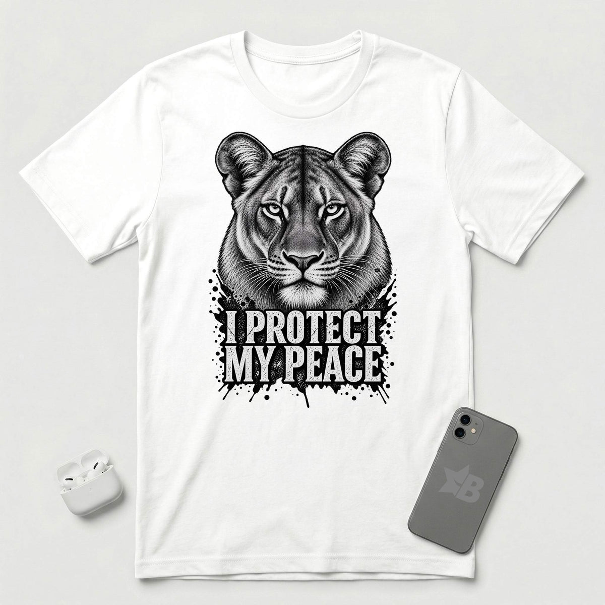 I Protect My Peace - Composed Lioness - T-Shirt - White mockup