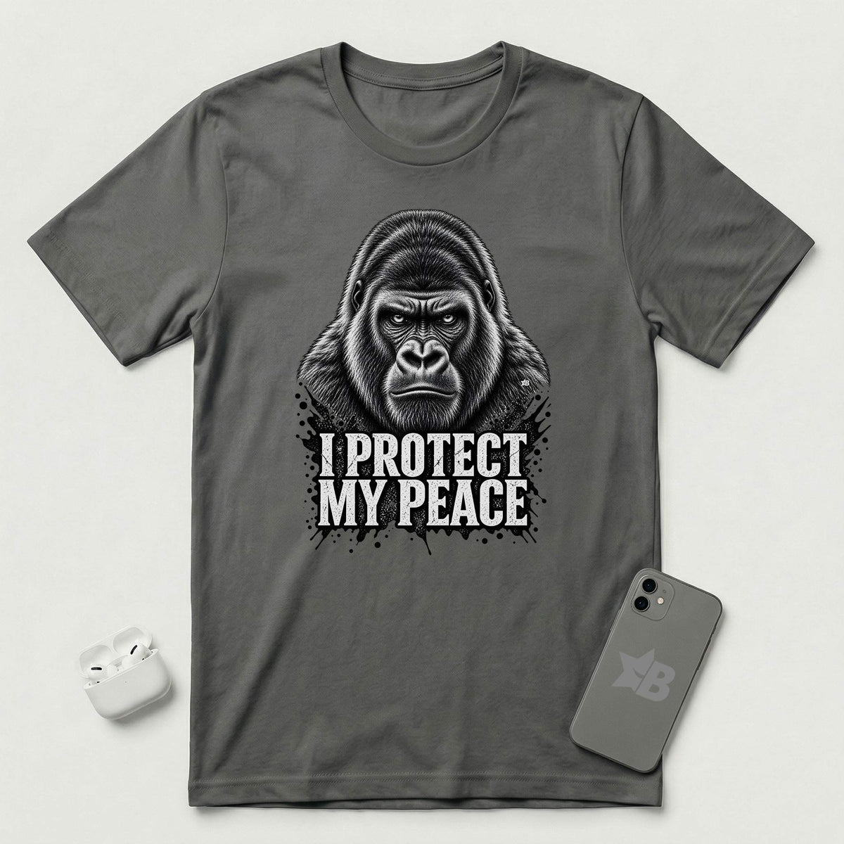 I Protect My Peace - Stoic Gorilla - T-Shirt - Asphalt mockup