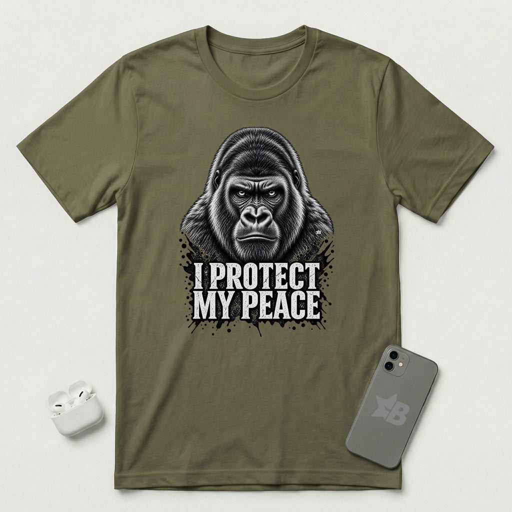 I Protect My Peace - Stoic Gorilla - T-Shirt - Military Green mockup