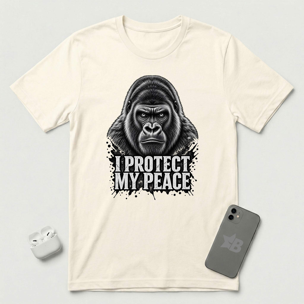 I Protect My Peace - Stoic Gorilla - T-Shirt - Natural mockup