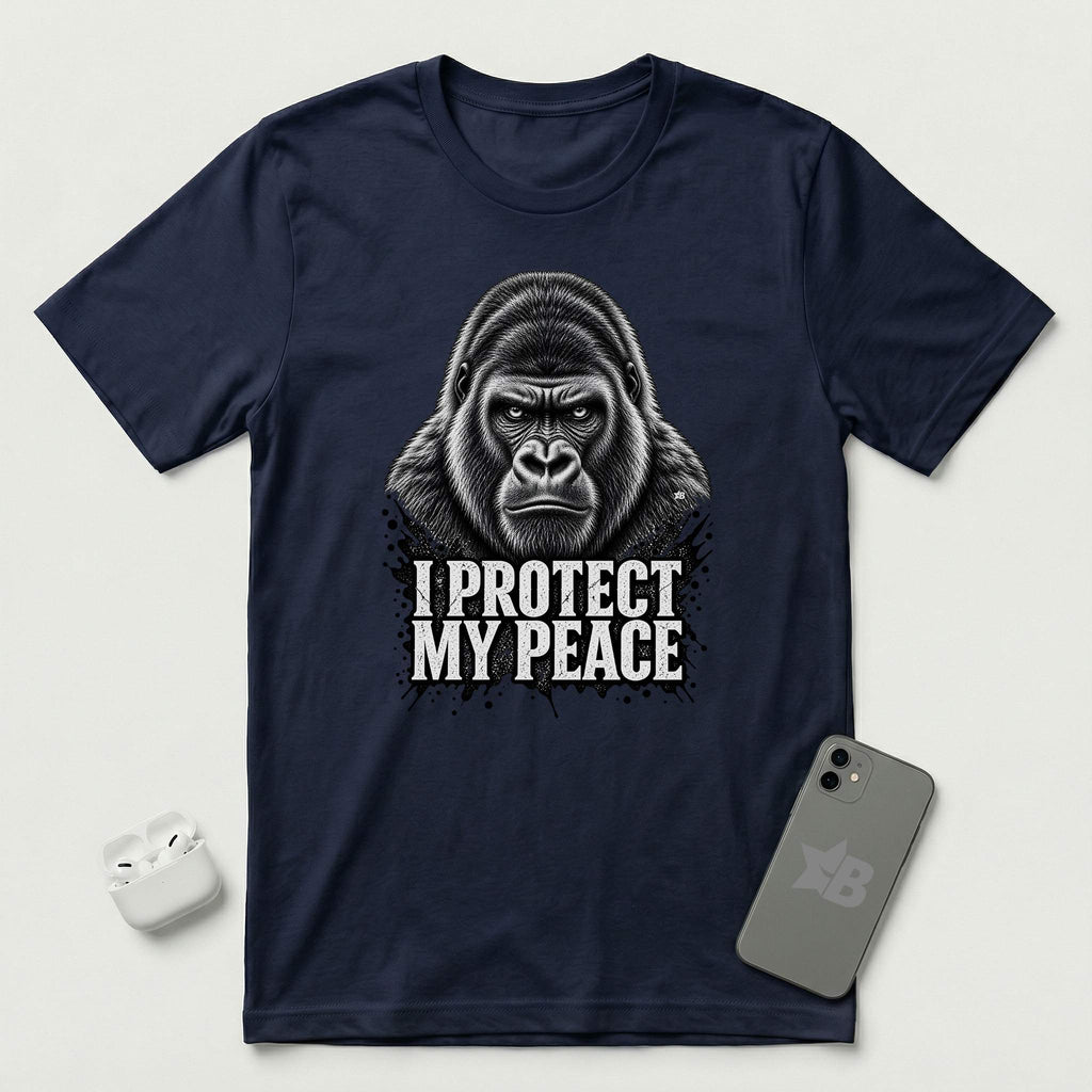 I Protect My Peace - Stoic Gorilla - T-Shirt - Navy mockup