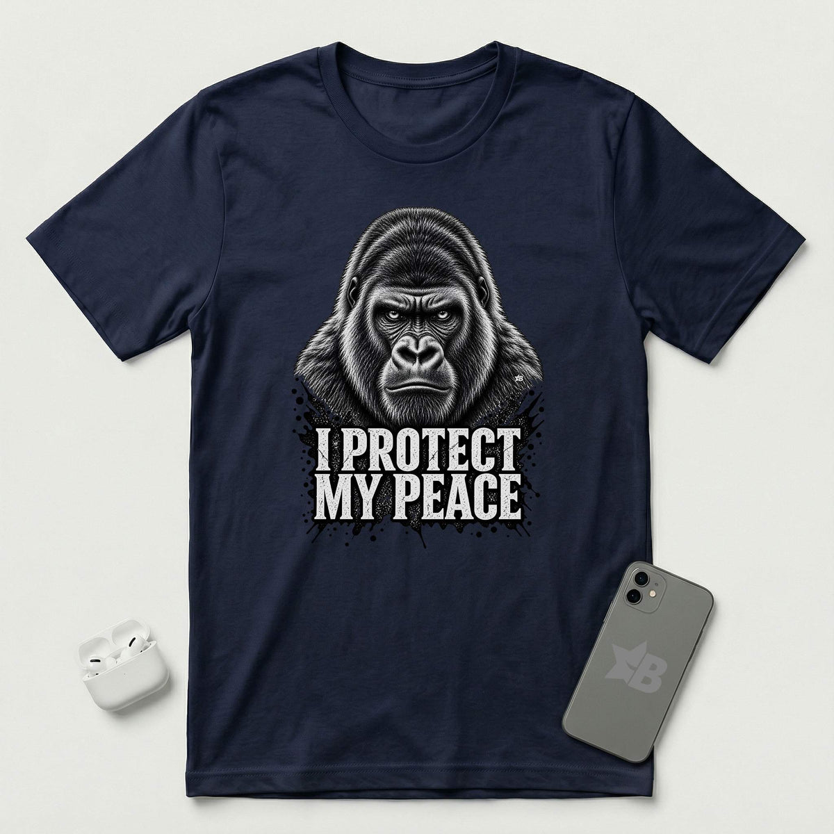 I Protect My Peace - Stoic Gorilla - T-Shirt - Navy mockup