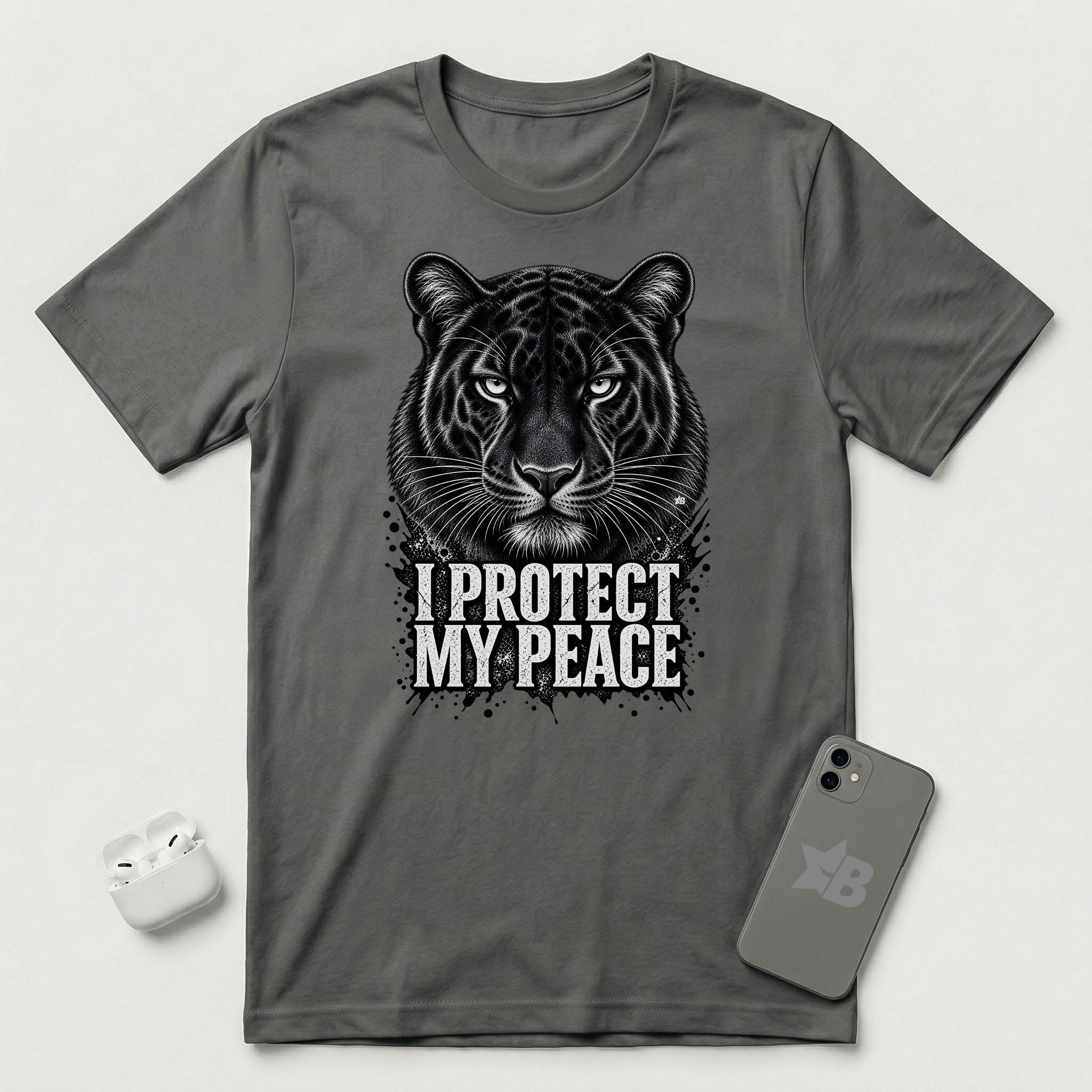 I Protect My Peace - Silent Panther - T-Shirt - Asphalt mockup