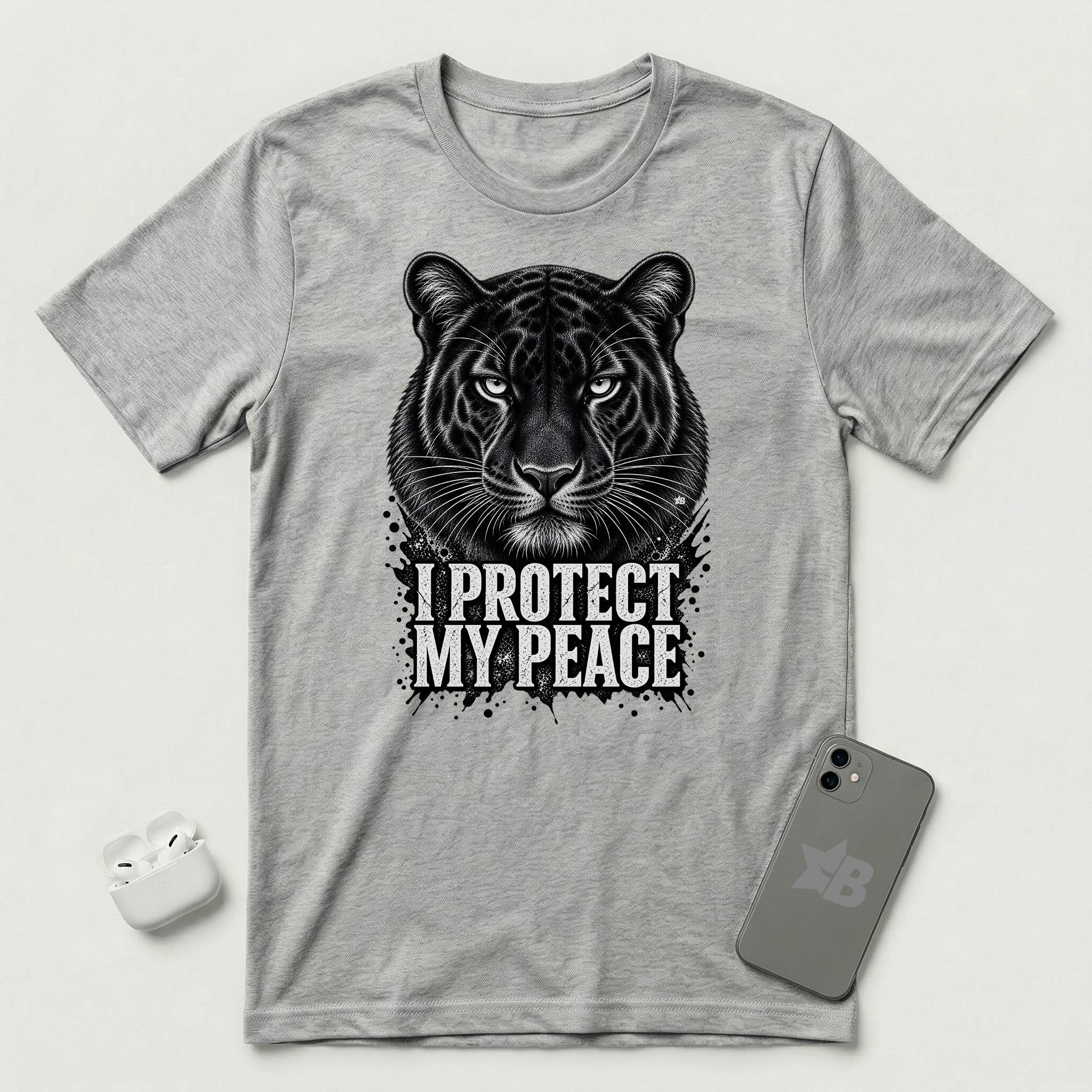 I Protect My Peace - Silent Panther - T-Shirt - Athletic Heather mockup