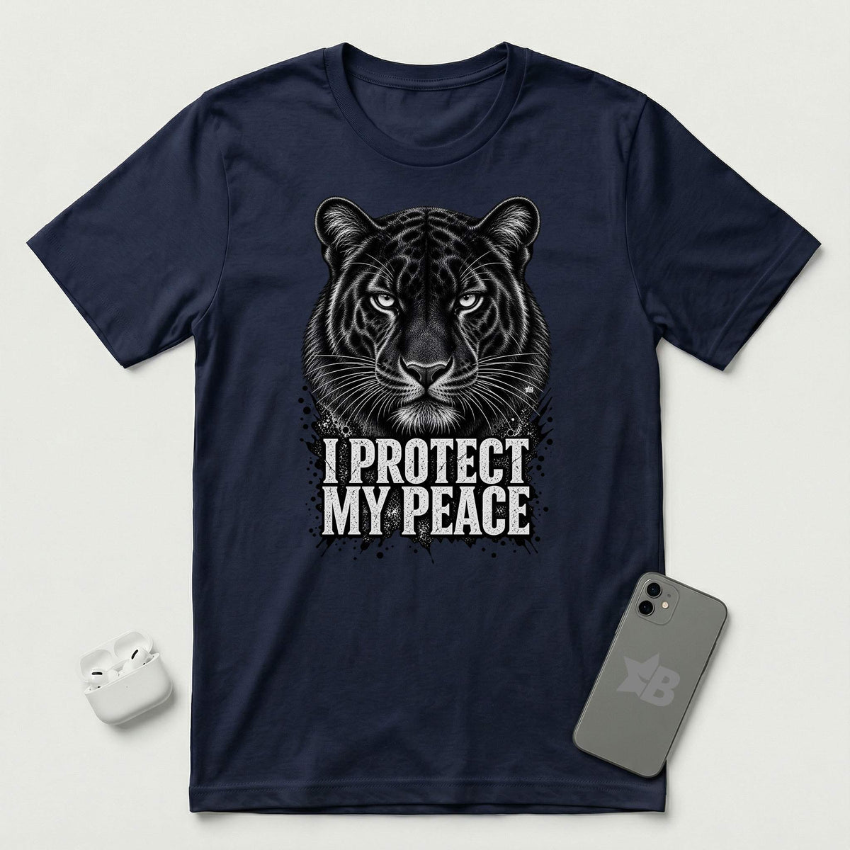 I Protect My Peace - Silent Panther - T-Shirt - Navy mockup