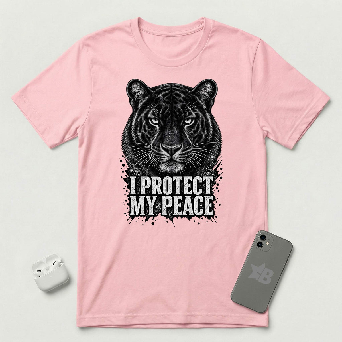 I Protect My Peace - Silent Panther - T-Shirt - Pink mockup