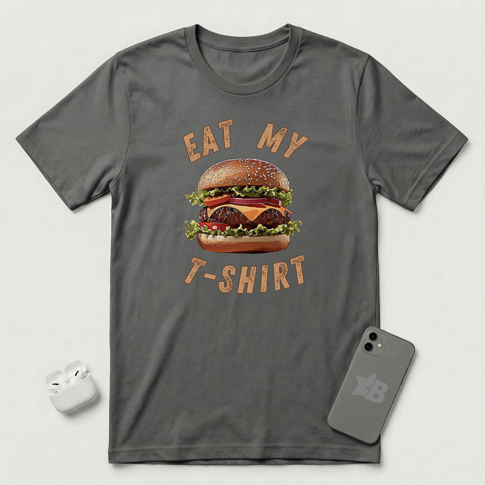 Eat My T-Shirt - Hamburger - T-Shirt - Asphalt mockup