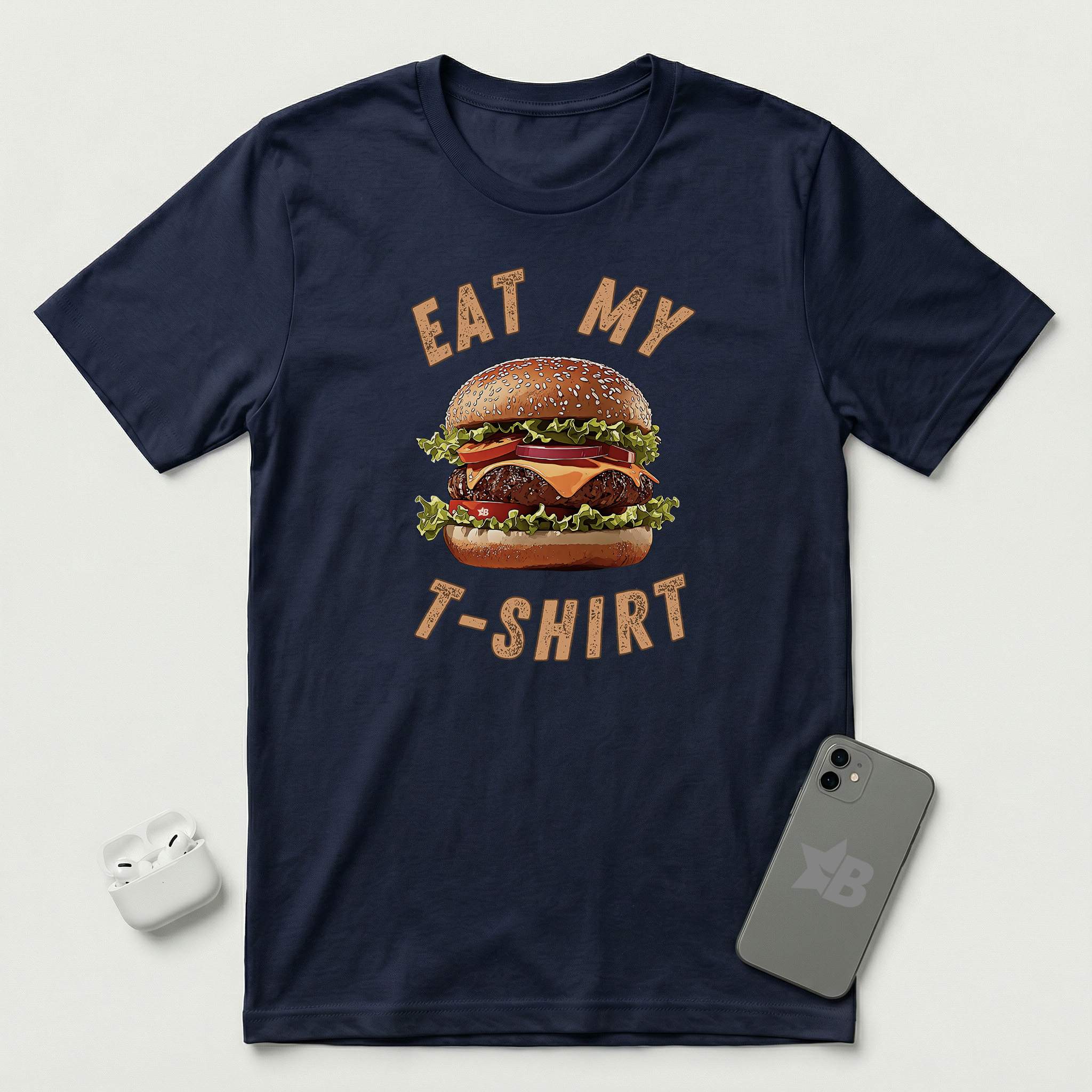 Eat My T-Shirt - Hamburger - T-Shirt - Navy mockup